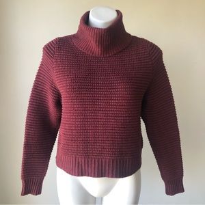 Madewell Side Button Ribbed Turtleneck Sweater in Heather Cherry XXS
